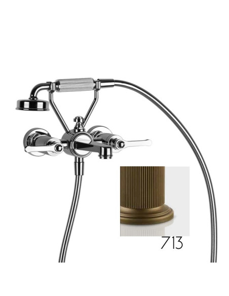 Gruppo vasca a parete parte esterna Gessi serie Venti20 cod.65113 con deviatore e flessibile 1,50m e doccetta anticalcare con...