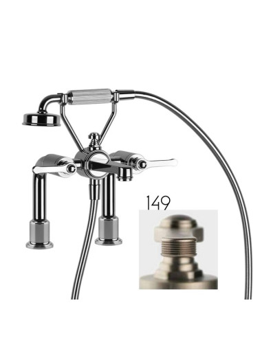 Gruppo vasca 2 fori con supporti Gessi serie Venti20 cod.65115 con deviatore e flessibile 1,50m e doccetta anticalcare con su...