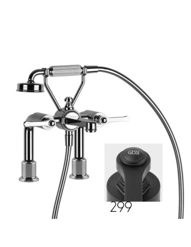 Gruppo vasca 2 fori con supporti Gessi serie Venti20 cod.65115 con deviatore e flessibile 1,50m e doccetta anticalcare con su...