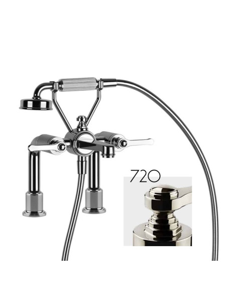 Gruppo vasca 2 fori con supporti Gessi serie Venti20 cod.65115 con deviatore e flessibile 1,50m e doccetta anticalcare con su...