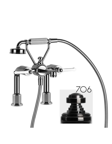 Gruppo vasca 2 fori con supporti Gessi serie Venti20 cod.65115 con deviatore e flessibile 1,50m e doccetta anticalcare con su...