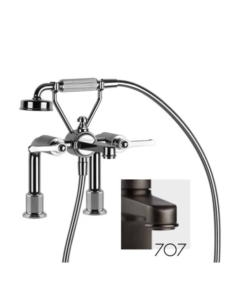Gruppo vasca 2 fori con supporti Gessi serie Venti20 cod.65115 con deviatore e flessibile 1,50m e doccetta anticalcare con su...