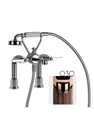 Gruppo vasca 2 fori con supporti Gessi serie Venti20 cod.65115 con deviatore e flessibile 1,50m e doccetta anticalcare con su...
