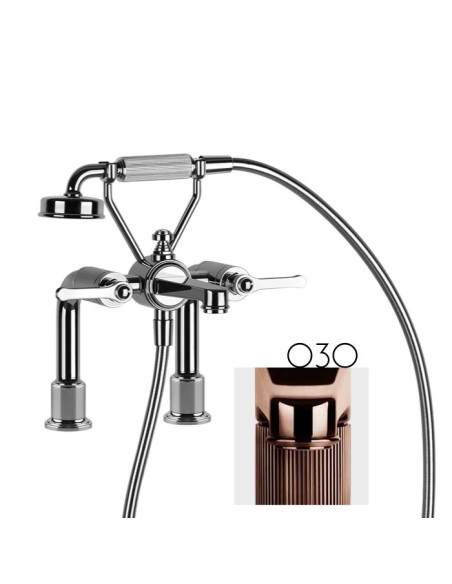 Gruppo vasca 2 fori con supporti Gessi serie Venti20 cod.65115 con deviatore e flessibile 1,50m e doccetta anticalcare con su...