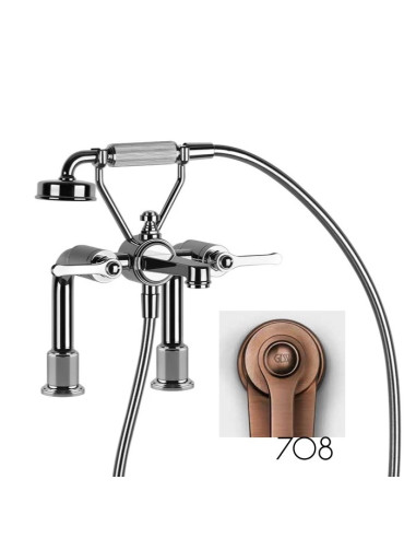 Gruppo vasca 2 fori con supporti Gessi serie Venti20 cod.65115 con deviatore e flessibile 1,50m e doccetta anticalcare con su...