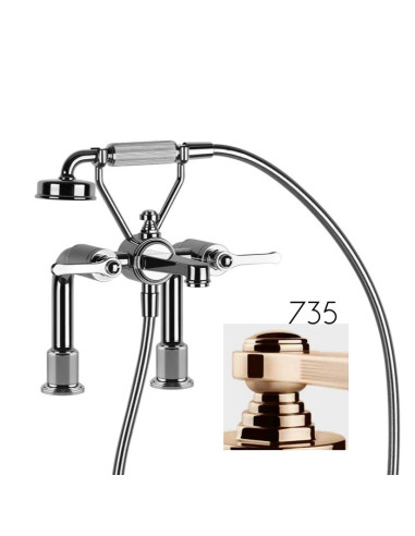 Gruppo vasca 2 fori con supporti Gessi serie Venti20 cod.65115 con deviatore e flessibile 1,50m e doccetta anticalcare con su...