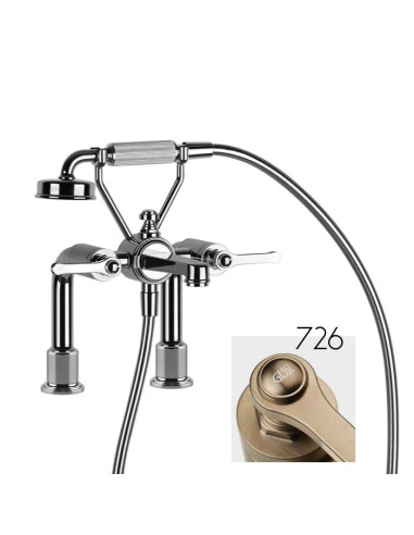 Gruppo vasca 2 fori con supporti Gessi serie Venti20 cod.65115 con deviatore e flessibile 1,50m e doccetta anticalcare con su...