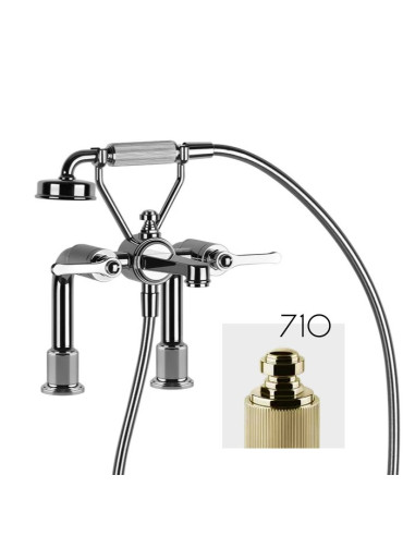 Gruppo vasca 2 fori con supporti Gessi serie Venti20 cod.65115 con deviatore e flessibile 1,50m e doccetta anticalcare con su...