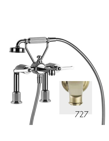 Gruppo vasca 2 fori con supporti Gessi serie Venti20 cod.65115 con deviatore e flessibile 1,50m e doccetta anticalcare con su...