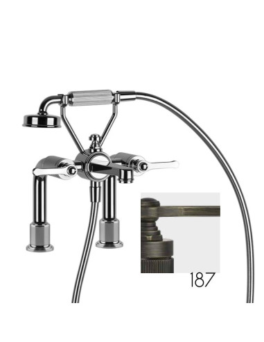 Gruppo vasca 2 fori con supporti Gessi serie Venti20 cod.65115 con deviatore e flessibile 1,50m e doccetta anticalcare con su...