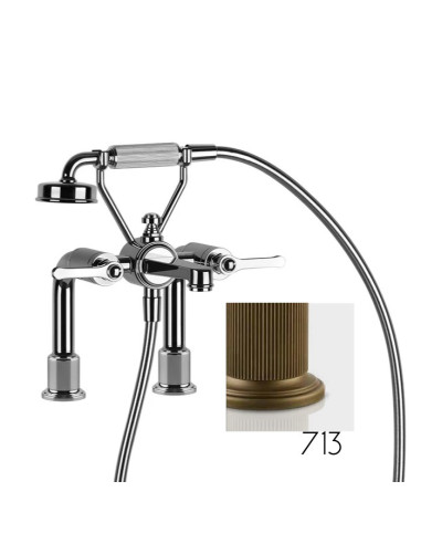 Gruppo vasca 2 fori con supporti Gessi serie Venti20 cod.65115 con deviatore e flessibile 1,50m e doccetta anticalcare con su...