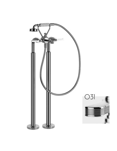 Miscelatore da terra per vasca Gessi serie venti20 parte esterna cod.65128 parte incasso cod.65099 con doccetta e deviatore -...