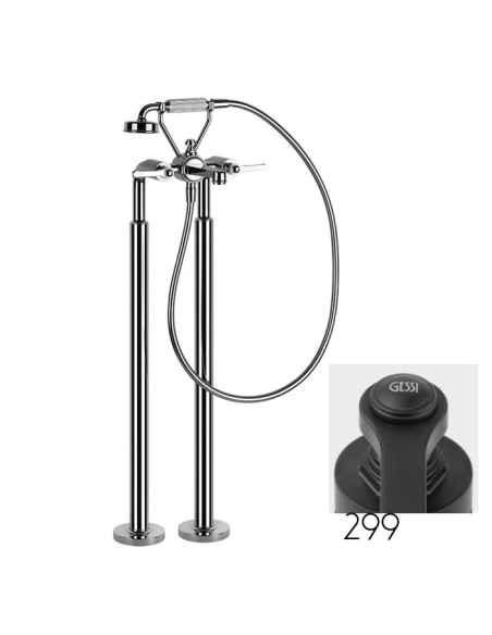 Miscelatore da terra per vasca Gessi serie venti20 parte esterna cod.65128 parte incasso cod.65099 con doccetta e deviatore -...
