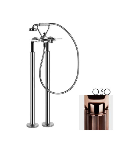 Miscelatore da terra per vasca Gessi serie venti20 parte esterna cod.65128 parte incasso cod.65099 con doccetta e deviatore -...