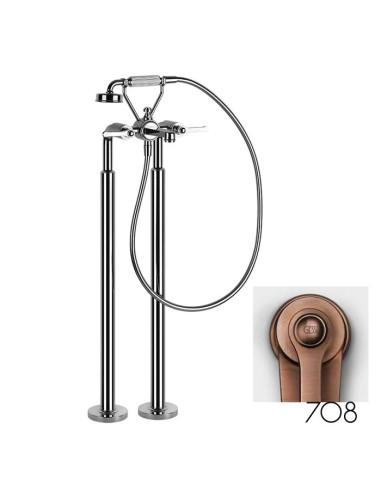 Miscelatore da terra per vasca Gessi serie venti20 parte esterna cod.65128 parte incasso cod.65099 con doccetta e deviatore -...