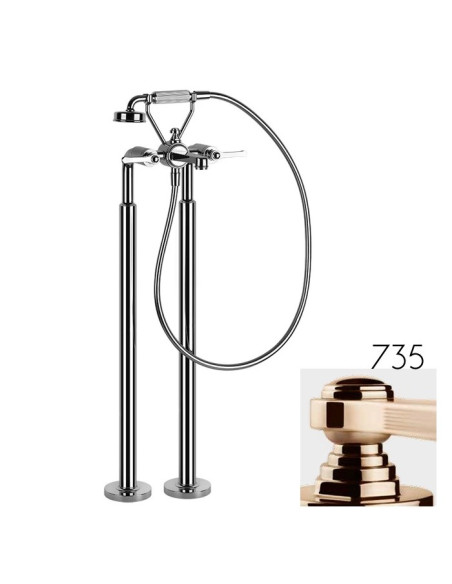 Miscelatore da terra per vasca Gessi serie venti20 parte esterna cod.65128 parte incasso cod.65099 con doccetta e deviatore -...
