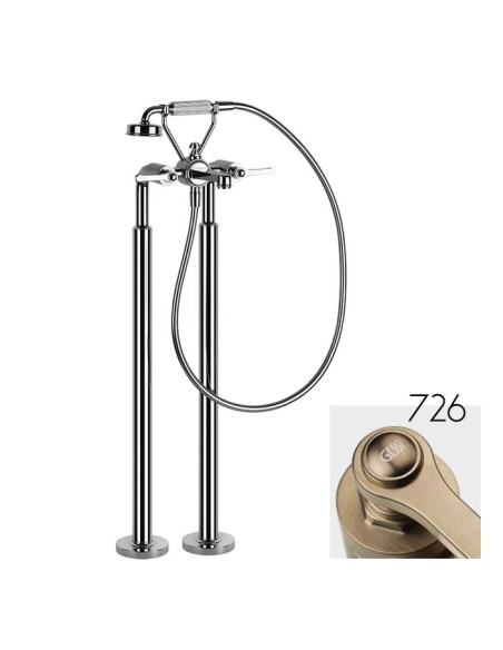 Miscelatore da terra per vasca Gessi serie venti20 parte esterna cod.65128 parte incasso cod.65099 con doccetta e deviatore -...