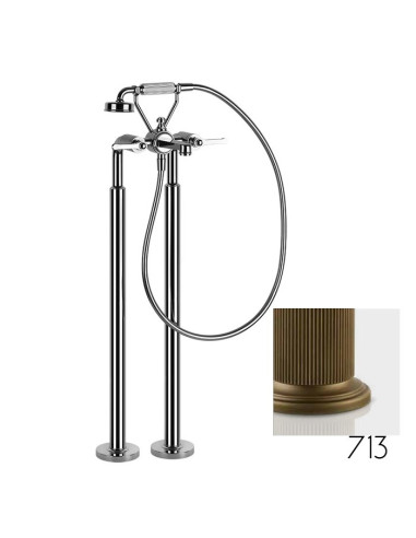 Miscelatore da terra per vasca Gessi serie venti20 parte esterna cod.65128 parte incasso cod.65099 con doccetta e deviatore -...