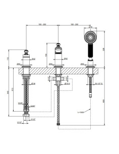 Gruppo Vasca Gessi serie Venti20 3 fori cod.65037 deviatore flessibile 1,50 m e doccetta anticalcare - Kallea 2
