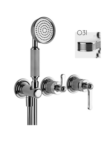 Miscelatore a parete Doccia Gessi serie Venti20 esterna cod.65036 incasso cod.54139 con parte incasso 2 vie con doccetta - Ka...