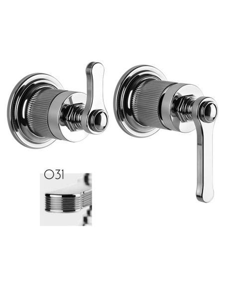 Miscelatore a parete Gessi serie Venti20 con deviatore lavabo/doccia cod.65038 esterna cod.54073 incasso 2 vie - Kallea