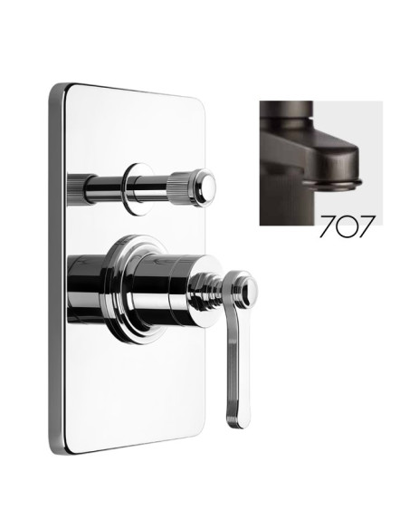 Miscelatore a parete Gessi serie Venti20 bagno-doccia cod.65079 esterna cod.44673 incasso 2 vie con deviatore automatico - Ka...