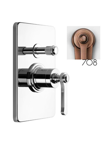 Miscelatore a parete Gessi serie Venti20 bagno-doccia cod.65079 esterna cod.44673 incasso 2 vie con deviatore automatico - Ka...