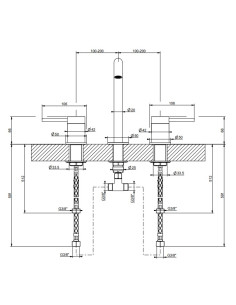 Miscelatore Lavabo medio Gessi serie 316 Flessa 3 fori cod.54012 con flessibili di collegamento - Kallea 2