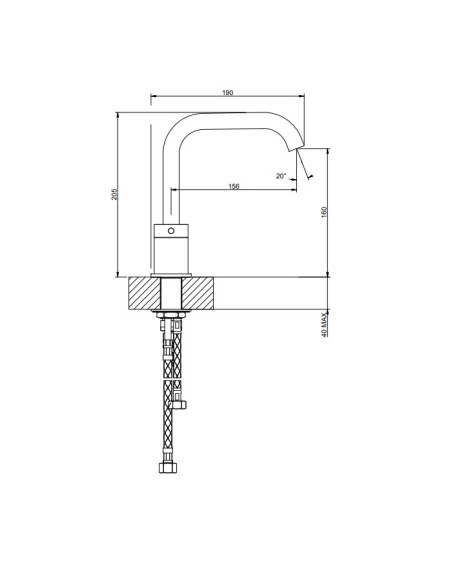 Miscelatore Lavabo medio Gessi serie 316 Flessa 3 fori cod.54012 con flessibili di collegamento - Kallea