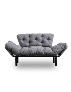 Divano letto Nitta grigio 190x70 braccioli reclinabili - Kallea
