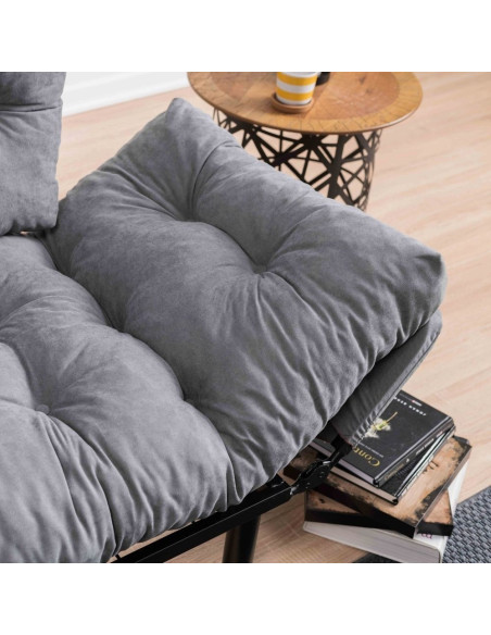 Divano letto Nitta grigio 190x70 braccioli reclinabili - Kallea