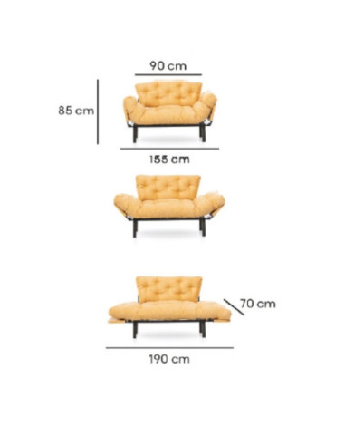 Divano letto Nitta grigio 190x70 braccioli reclinabili - Main Image