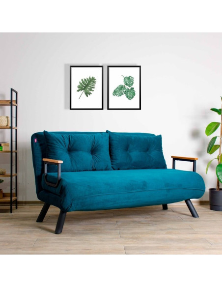 Divano letto matrimoniale pieghevole Sando verde petrolio - Kallea