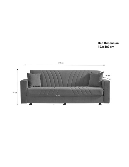 Divano contenitore Daisy grigio 214x80x83h - Kallea
