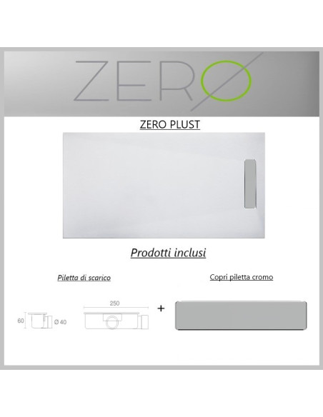 Piatto doccia in Resina Bianca Ultraslim 2,4H cm effetto pietra riducibile su misura serie Zero Plus - Kallea