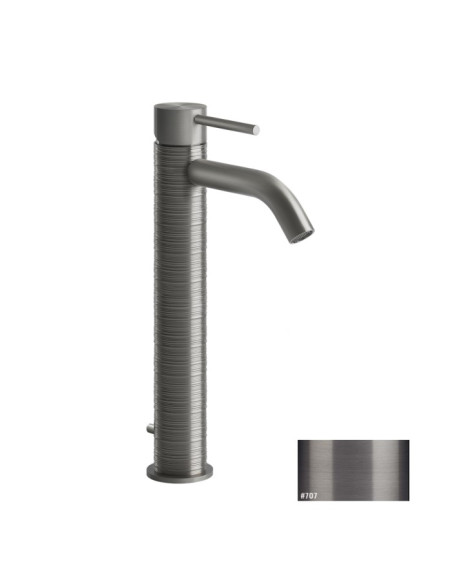 Miscelatore Lavabo alto Gessi serie 316 Trame bocca corta cod.54304 con scarico e flessibili di collegamento - Kallea