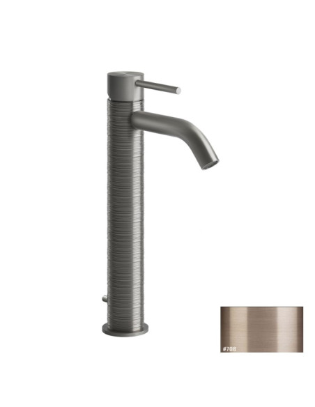 Miscelatore Lavabo alto Gessi serie 316 Trame bocca corta cod.54304 con scarico e flessibili di collegamento - Kallea