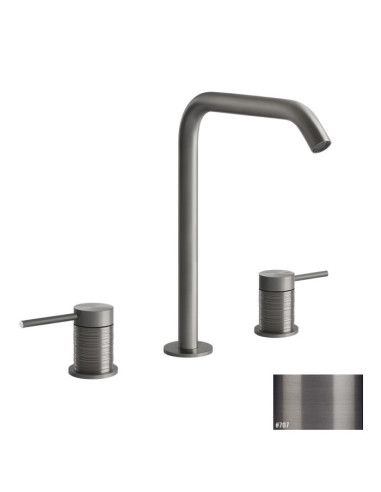 Miscelatore Lavabo Gessi serie 316 Trame 3 fori cod.54311 con flessibili di collegamento - Kallea