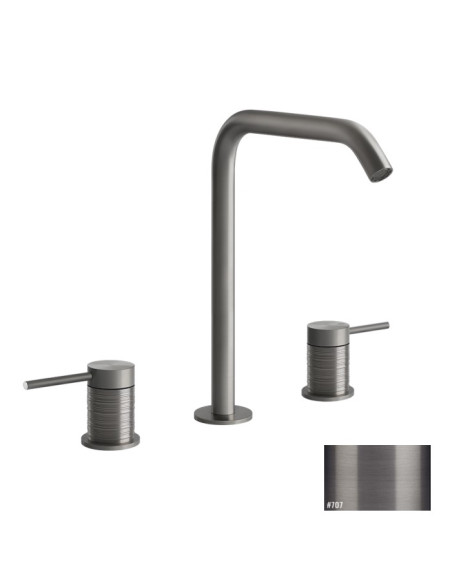 Miscelatore Lavabo Gessi serie 316 Trame 3 fori cod.54311 con flessibili di collegamento - Kallea
