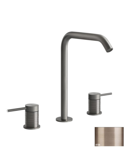 Miscelatore Lavabo Gessi serie 316 Trame 3 fori cod.54311 con flessibili di collegamento - Kallea