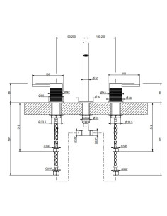 Miscelatore Lavabo medio Gessi serie 316 Trame 3 fori cod.54312 con flessibili di collegamento - Kallea 2