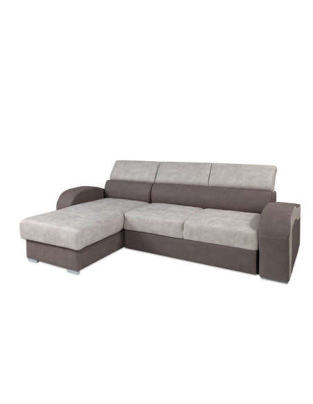 Divano letto Megan penisola reversibile bianco taupe 266X100 - Kallea