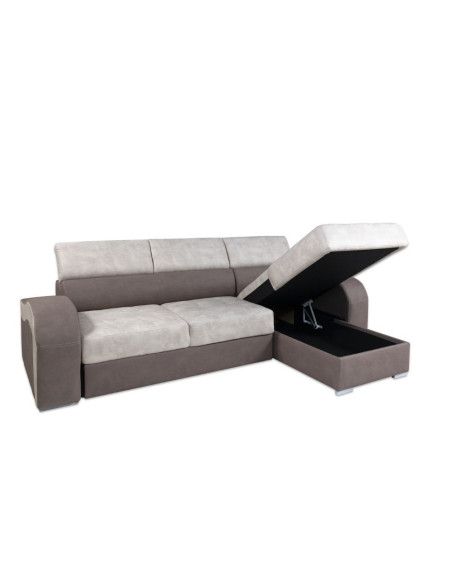 Divano letto Megan penisola reversibile bianco taupe 266X100 - Kallea