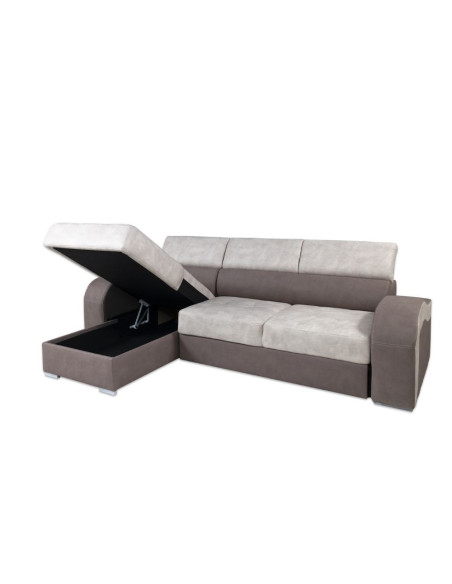 Divano letto Megan penisola reversibile bianco taupe 266X100 - Kallea