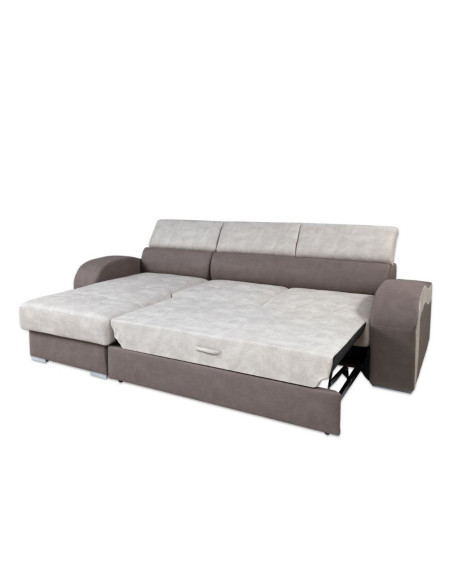 Divano letto Megan penisola reversibile bianco taupe 266X100 - Kallea