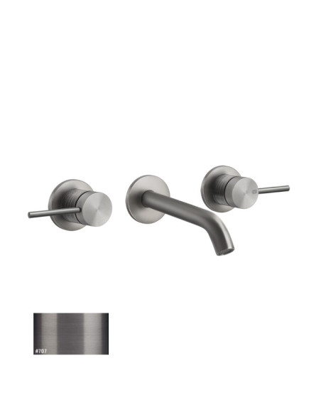Miscelatore Gessi a parete 3 fori canna media per lavabo serie 316 Trame cod.54392 esterna cod.45089 incasso senza scarico - ...