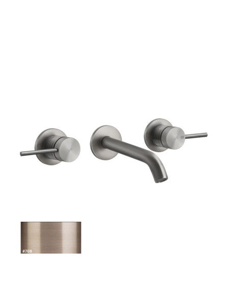 Miscelatore Gessi a parete 3 fori canna media per lavabo serie 316 Trame cod.54392 esterna cod.45089 incasso senza scarico - ...