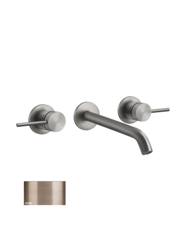 Miscelatore Gessi a parete 3 fori canna lunga per lavabo serie 316 Trame cod.54394 esterna cod.45089 incasso senza scarico - ...