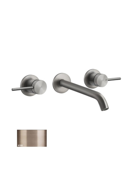 Miscelatore Gessi a parete 3 fori canna lunga per lavabo serie 316 Trame cod.54394 esterna cod.45089 incasso senza scarico - ...