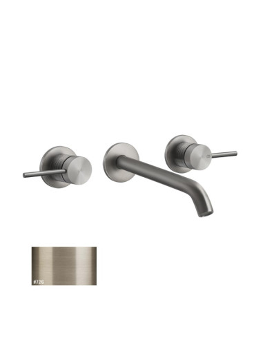Miscelatore Gessi a parete 3 fori canna lunga per lavabo serie 316 Trame cod.54394 esterna cod.45089 incasso senza scarico - ...